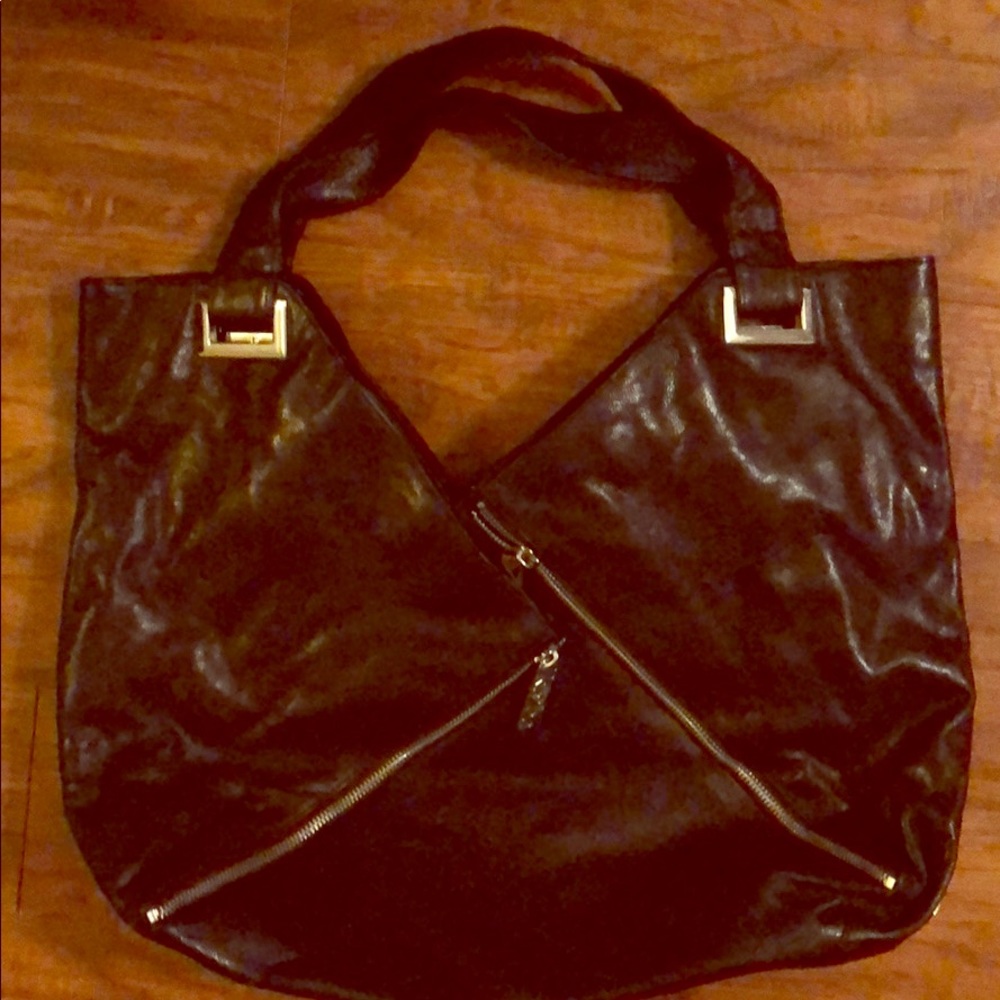 Kooba Black leather Satchel with zipper detail